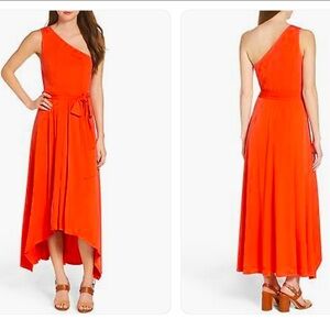 Vince Camuto Coral Asymmetrical High-Low One Shoulder Dress Women’s Size 8